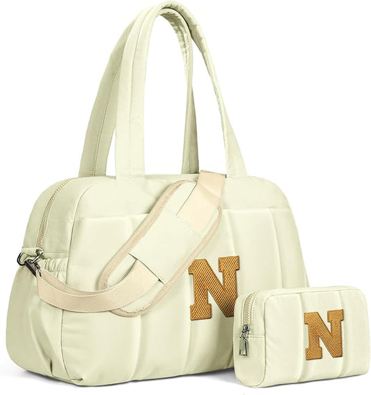 Duffle Bag for Travel Women, Travel Bags，Teenage Girls Gift Ideas-Initial Overnight Bag with Wet Pocket，Lightweight Weekender Bags Personalized Gym Tote with Makeup Pouch-CubbioJoy