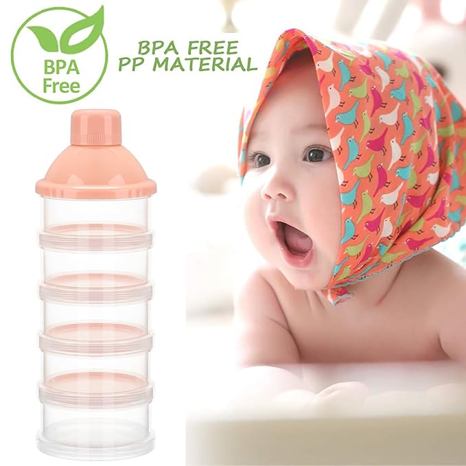Accmor Formula Dispenser On The Go, 5 Compartments Stackable Formula Container for Travel, Baby Milk Powder Kids Snack Container, BPA Free-CubbioJoy