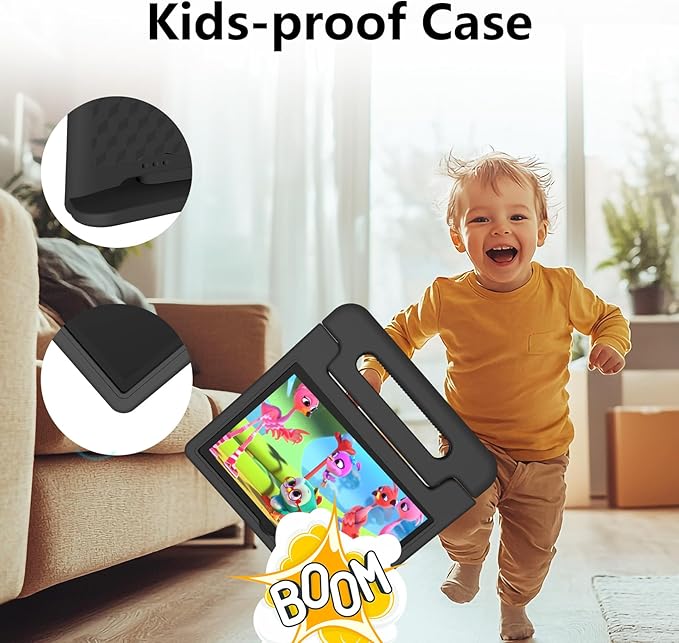 JREN Tablet for Kids｜10 Inch Kids Tablet Android 14｜Octa-core｜64GB｜WiFi ｜Bluetooth｜Parental Control｜Children Content｜Children Toddler Black-CubbioJoy