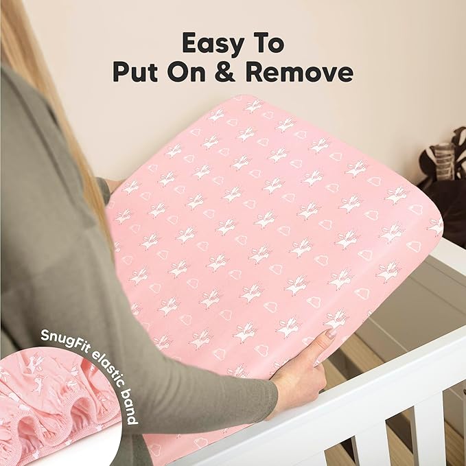 KeaBabies 2-Pack Organic Crib Sheets for Boys, Girls - 52x28 Fitted Crib Mattress Sheet Neutral, Breathable Jersey Cotton Cover for Baby Bed, Toddler Mattress, Soft & Cute Prints (Dreamland)-CubbioJoy