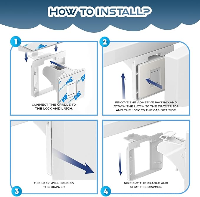 Blessimo® 12 Pack Magnetic Cabinet Locks Baby Proofing with 12 locks and 2 Keys - Child Locks For Kitchen, Cabinets and Drawers - 3M Adhesive Easy Installation-CubbioJoy