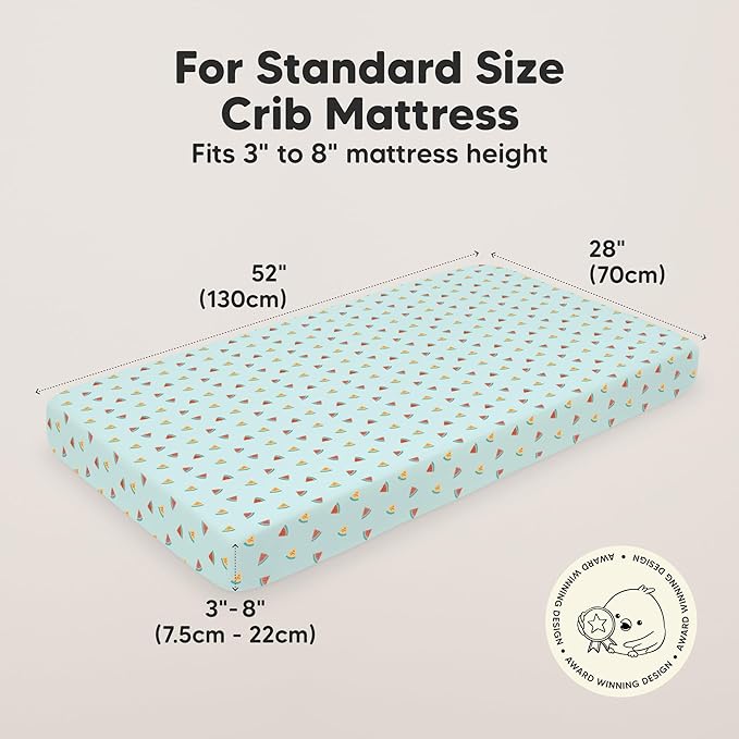 KeaBabies 2-Pack Organic Crib Sheets for Boys, Girls - 52x28 Fitted Crib Mattress Sheet Neutral, Breathable Jersey Cotton Cover for Baby Bed, Toddler Mattress, Soft & Cute Prints (Beach Day)-CubbioJoy