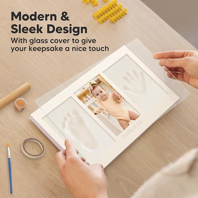 Baby Hand and Footprint Kit - Clay Handprint Keepsake Frame, Newborn Nursery Picture Frame, Personalized New Mom Gifts for Baby Shower & Registry (Soft Lilac)-CubbioJoy