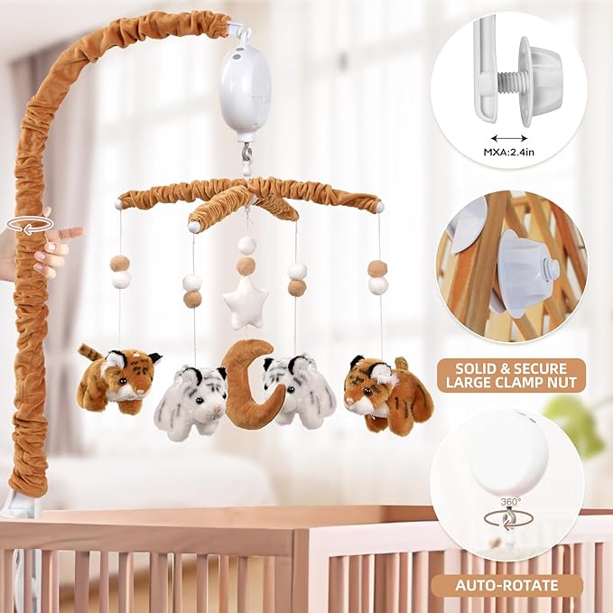 Baby Crib Mobile- Tiger Crib Mobile for Boys Girls Essential Gift for Infant Bedroom Hanging Decor-CubbioJoy
