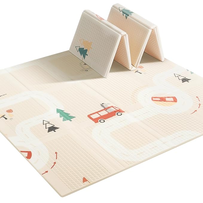 Baby Play Mat 47x47 Foldable Baby Play Mat for Playpen 50x50 Playpen Mat Reversible Foam Play Mat for Baby to Play on Floor 0.4" Crawling Baby Girl Play Mat for 50x50 Playpen(47 * 47 * 0.4)-CubbioJoy