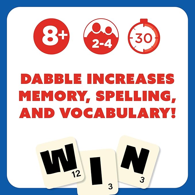 Dabble® Word Game | Fast-Paced Family Board Game | Enhances Spelling and Vocabulary for All Ages | Spell The First Five Words | Award-Winning and Educational Learning Game | Great Game for All Ages-CubbioJoy