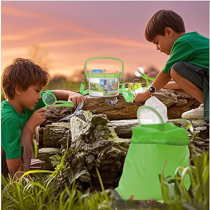 Bug Catcher for Kids - Outdoor Insect Catching Kit with Butterfly Net, Bug Box, and Storage Bag - Non-Toxic Educational Toys for Nature Exploration, for Boys & Girls Ages 3-12-CubbioJoy