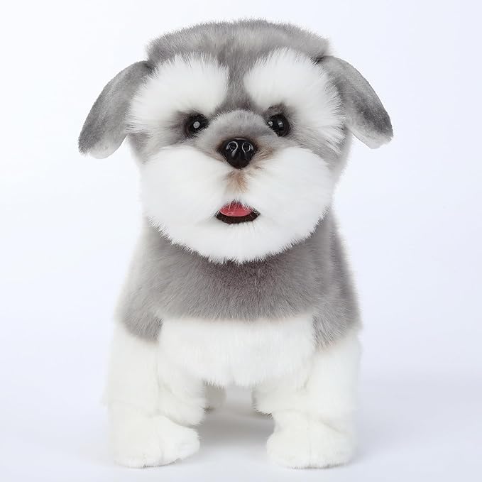 CU-MATE Interactive Plush Schnauzer Dog Toy,Companion Robot Dog Pets,Handmade Weighted Stuffed Animals,Electronic Toy with Walking/Barking/Wagging Tail/Talking-CubbioJoy