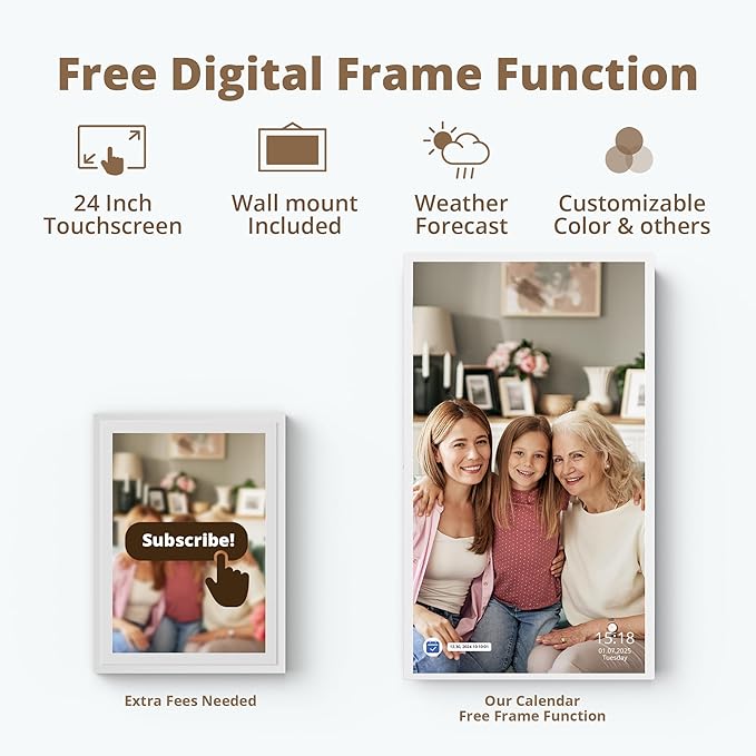 Dragon Touch 24 inch Digital Calendar Chore Chart – Interactive Touchscreen, Smart Family Planner, Hearth Display Desk Digital Calendar Seamless Scheduling-CubbioJoy