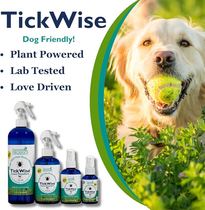 3 Moms Organics TickWise | 16oz Extra Strength, DEET- Free, Tick and Insect Repellent | Plant Based Essential Oils and All Natural Ingredients | Safe for Kids, Adults, Dogs and Horses-CubbioJoy