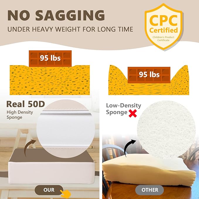 Booster Seat for Kitchen Chair with Adjustable Straps, Toddler Booster Seats for Dining Table Portable for Travel Camping Eating, Booster Cushion for Table for Baby Child Infant Kid Boy Girl-CubbioJoy