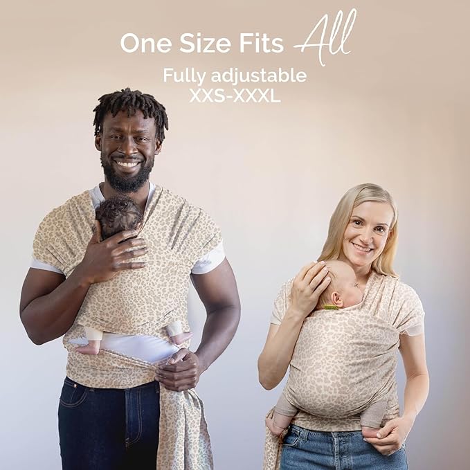 Boba Baby Wrap Carrier – Original Baby Sling Carrier for Newborns (7–35 lbs), Soft, Secure, Hands-Free & Ergonomic, Ideal for Comfortable Bonding, New Parents (Sand Leopard)-CubbioJoy