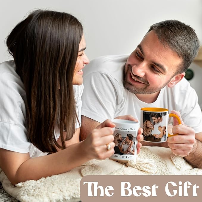 Custom Photo & Text Mug Add Personalized Text, Upload Your Image Personalized 11.5oz Mug Choose From Various Designs The Suitable Gift for Parents (C02 TEXT & PHOTO)-CubbioJoy