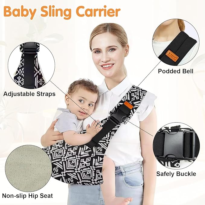 Baby Sling Carrier,Toddler Carrier,Upgraded 2025 Baby Sling with 4 Adjustable Straps(10-30lbs),Lightweight,Portable and One Size Fits All(Grey)-CubbioJoy