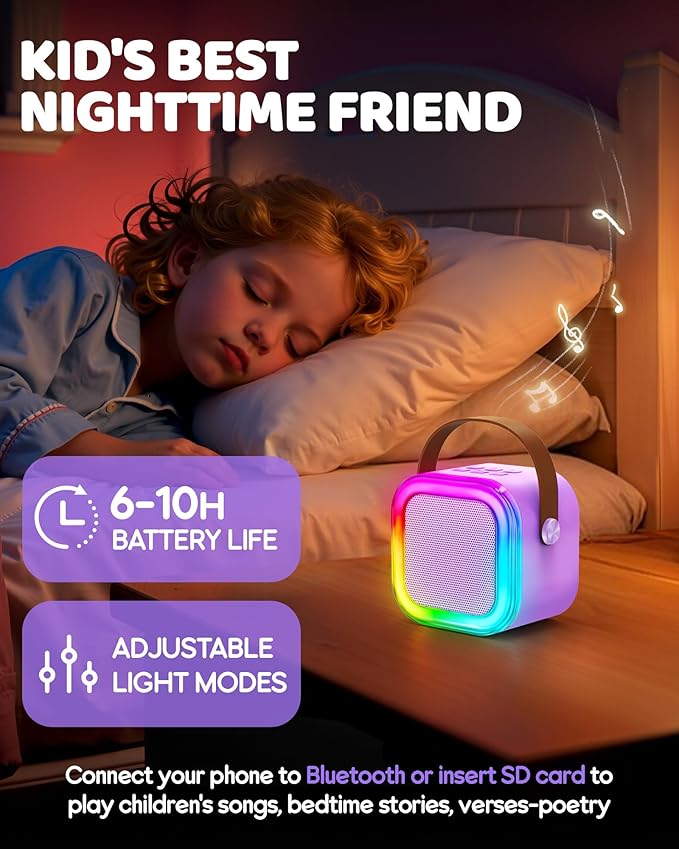 IROO Mini Karaoke Machine for Kids, 2025 TOP Toys Birthday Gifts Ideas for Girls Ages 4, 5, 6, 7, 8, 9, 10, 12+ Years Old, Portable MP3 Player with 4 Wireless Mics for Party-CubbioJoy