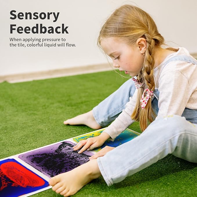 Art3d Baby Sensory Water Mats for Autistic Children (11.8"x11.8" Square, 4 Tiles, Blue-Red,Blue-Yellow,Orange-Red,Purple-Black)-CubbioJoy