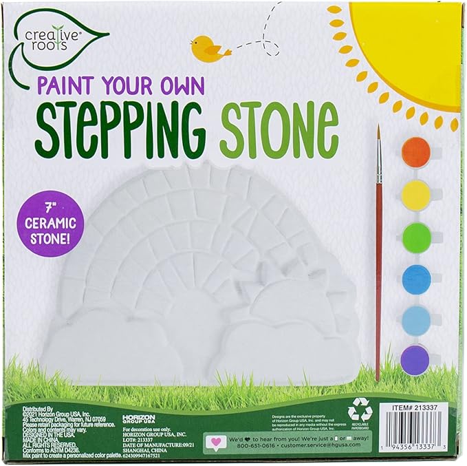 Creative Roots Paint Your Own Rainbow Stepping Stone Craft Kits for Kids, Ceramics to Paint, Ages 6+-CubbioJoy