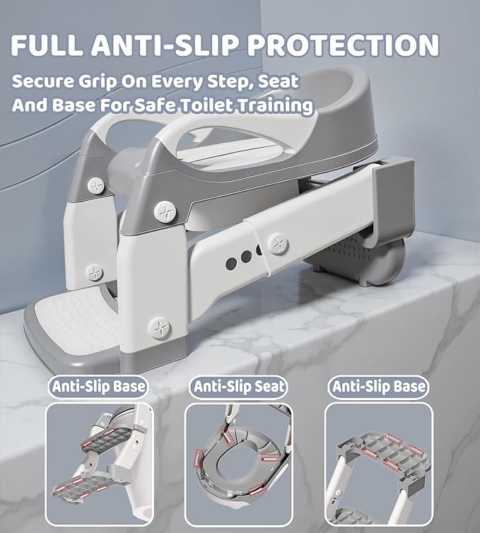 2-in-1 Toddler Potty Training Toilet Seat with Step Stool Ladder – Adjustable Height Potty Chair Urinal for Baby Boys Girls Age 1-3, Foldable Training Potty with Splash Guard & Anti-Slip Feet, Green-CubbioJoy