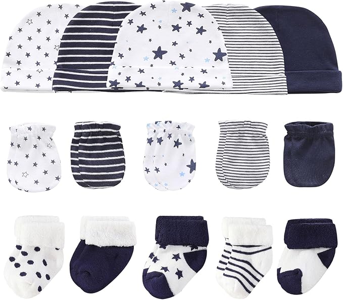 Baby Hats Mittens and Socks Set Cotton Newborn Hat Beanie Soft Infant Girls Boys Caps Gloves 0-6 month-CubbioJoy