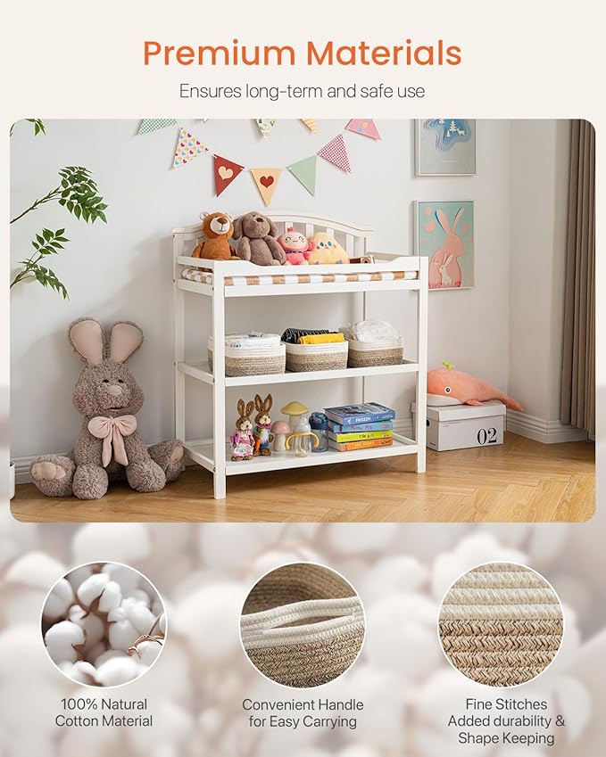 KALLAX Small Woven Basket, 12 x 8 x 4.5 Inches, Storage Basket for Organizing, Cute Small Rope Shelf Closet Cube Storage Bins Baskets for Shelves, Dog Toy Gift Baskets Empty, 3 Pack Gradient Brown-CubbioJoy