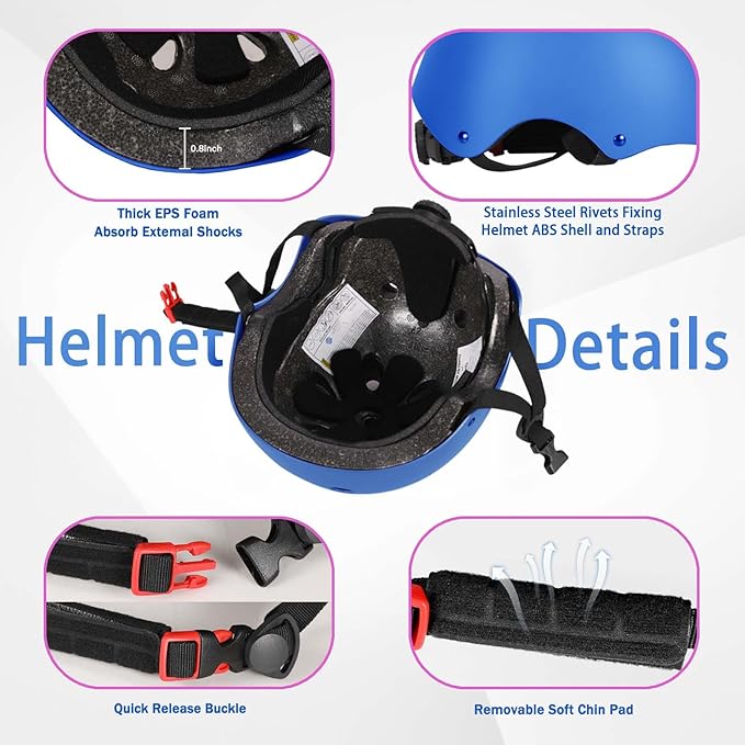 Kids Bike Helmet Set Adjustable Helmet for Ages 3-15 Kids Toddler Boys Girls Youth, Multi-Sport Bicycle Skateboarding Football Rollerskating Scooter Rollerblade Balance Bike Helmets-CubbioJoy