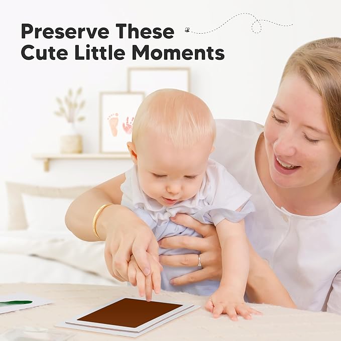 4-Pack Inkless Baby Hand and Footprint Kit - Mess Free Ink Pad for Newborn Keepsake, Dog Nose & Paw Print Kit, Clean Touch Ink Pad for Baby Hand & Footprints, Ideal New Mom Gifts (Autumn, L)-CubbioJoy