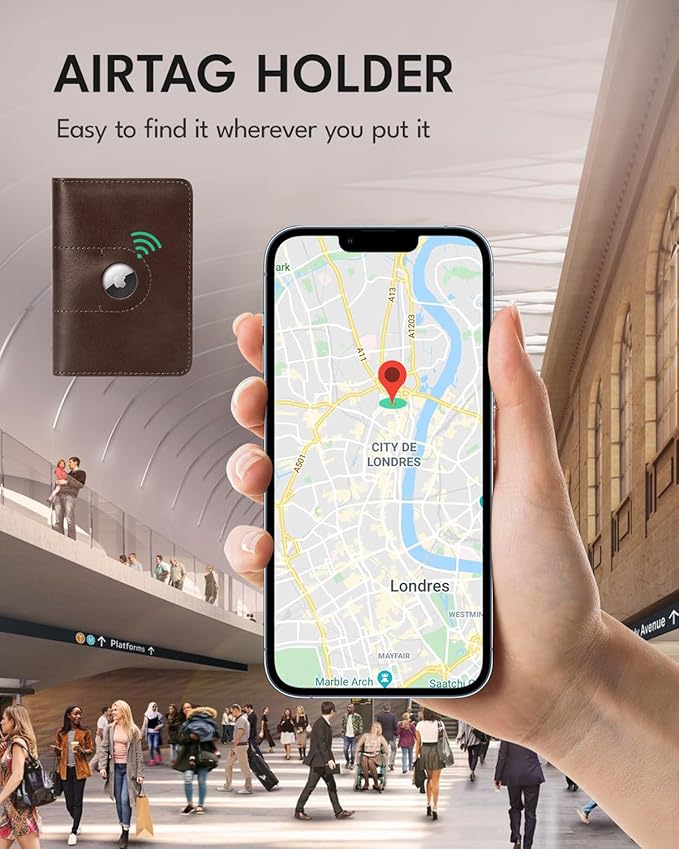 ALLIVE Passport Holder for Travel, Genuine Leather Passport Holder with Airtag Women Men,Travel Must Haves Airport Essentials, Passport Cover Travel Gifts Brown-CubbioJoy