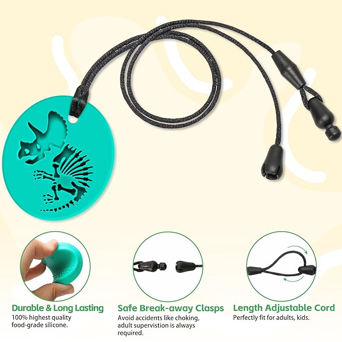 Chew Necklaces for Sensory Kids, Silicone Chewy Necklace for Boys and Girls with Autism, ADHD, SPD, Chewing, Oral Motor Therapy Sensory Toys-CubbioJoy