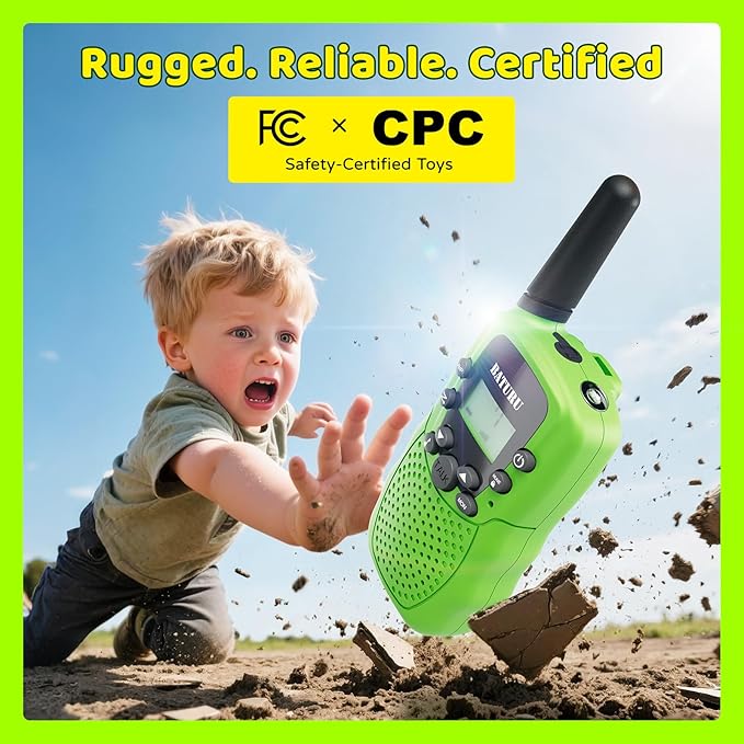 BATURU Walkie Talkies for Kids 3 Miles Long Range, Battery-Saving Walkie Talkie, 22 Channels Kids Walkie Talkies 3 Pack, Outdoor Camping Toys for Girls Boys Age 5-10, Stocking Stuffers for Girls Boys-CubbioJoy