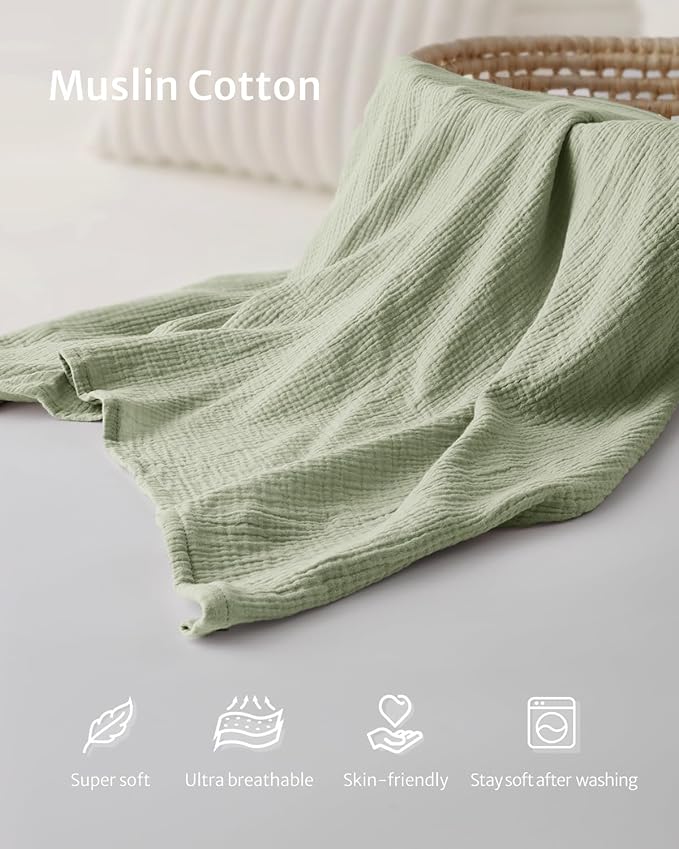 Blissful Diary Muslin Nursing Cover for Breastfeeding, Breathable Breastfeeding Cover up with Arch Neckline for Women, Nursing Apron(Sage Green)-CubbioJoy