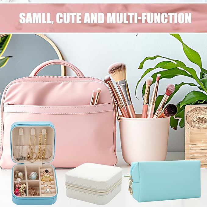 Bridesmaid Proposal Gifts Letter Cosmetic makeup bag bulk for Wedding Party Favors Bachelorette party decorations Toiletry Organizer Bag Makeup Case Gift (8, White&Blue)-CubbioJoy