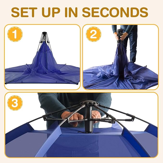 Alvantor Baby Playpen Play Yard 84"x84"x44”Large Kids Tents Pop Up Play Tent Indoor Outdoor Playhouse for Babies Toddlers Children Camping Playground Beach, 36-96 Months, Navy-CubbioJoy