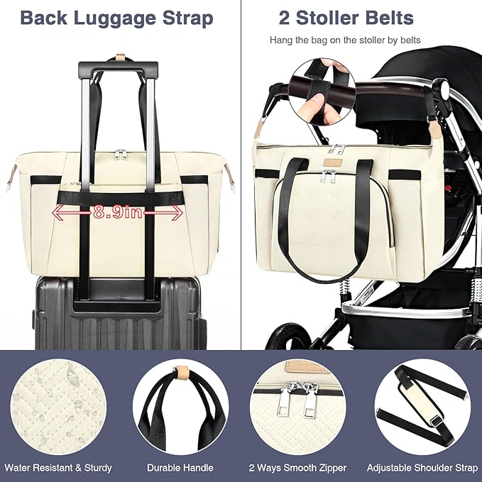 ITIEZY Diaper Bag Tote for Baby - Large Mommy Bag with Portable Changing Pad Pacifier Case, Hospital Bags Travel Baby Bag-CubbioJoy