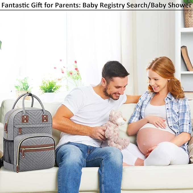 Diaper Bag Backpack Tote with Insulated Pockets for Men Baby Boys Girls Newborn Unisex Tactical Large Capacity, Multifunctional Waterproof Grey-CubbioJoy