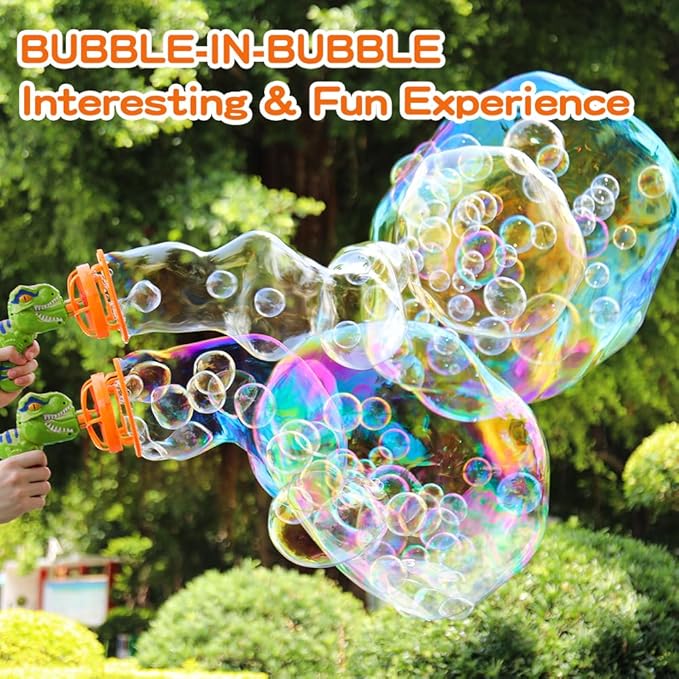 Dinosaur Bubble Blower Bubble Machine Gun for Kids and Toddlers Fun Big Bubble Wand Outdoor Toys for 3 4 5 6 7 8 Years Old Boys and Girls(Green)-CubbioJoy