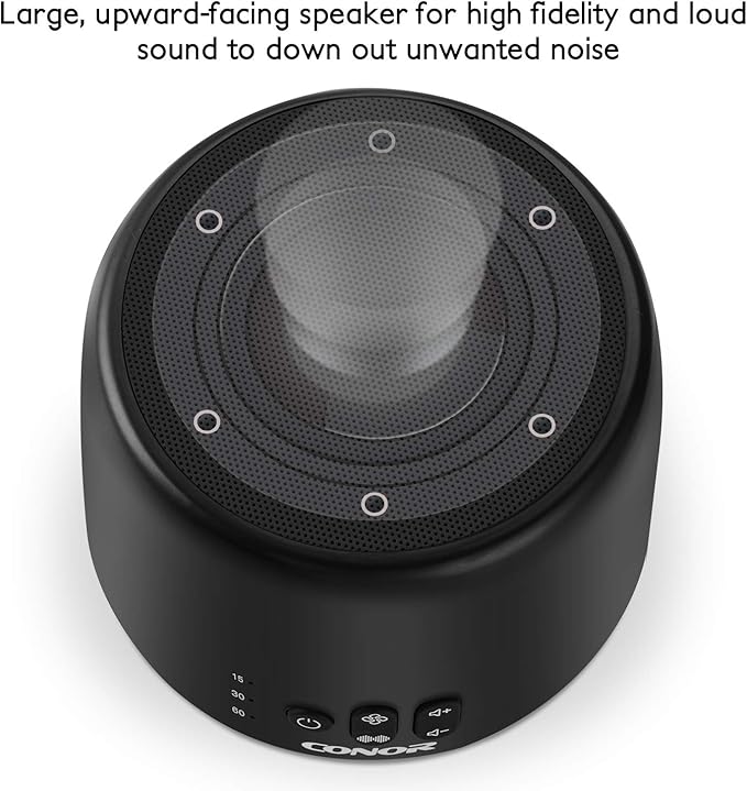 Conor White Noise Machine, Sleep Sound Machine - 24 High Fidelity Soothing Fan & White Noise Sounds, Timer & Memory Feature, Portable Office Privacy or Travel Sleep Therapy for Baby, Kids, Adults-CubbioJoy