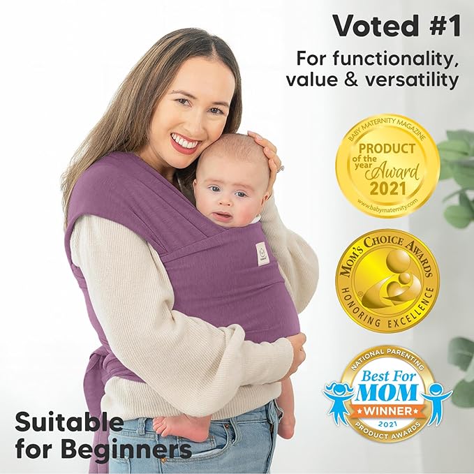 KeaBabies Baby Wrap Carrier - All in 1 Original Baby Carrier Newborn to Toddler Sling, Easy to Wear, Hands Free Bonding, Lightweight, Breathable Infant Wraps (Dark Mauve)-CubbioJoy