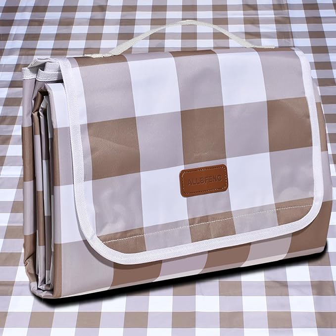 80"x80" Extra Large Waterproof Outdoor Mat - Sandproof Foldable Picnic Blanket for Family Camping, Backyard, Beach Parties - Heavy Duty & Easy Storage (Dark Brown)-CubbioJoy