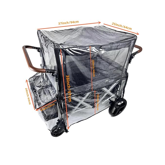 Big Size Rain Cover for Stroller, Mosquito Net for Trolley Cart, 2in1 Big Cover with Window for Picnic Camping Wagon Stroller Waterproof Windproof Accessories (Cart Not Included)-CubbioJoy