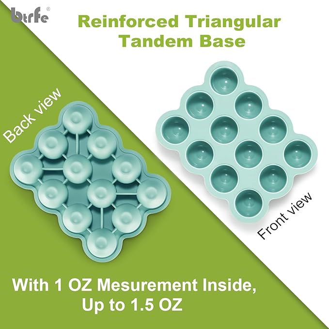 Baby Food Storage Container - 1.5oz x 12 Pods Silicone Freezer Tray with Lid for Homemade Baby Food, Fruit Purees, Vegetable & Breast Milk (Blue)-CubbioJoy