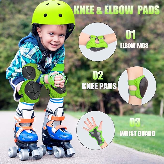 Kids Bike Helmet Set Adjustable Helmet for Ages 3-15 Kids Toddler Boys Girls Youth, Multi-Sport Bicycle Skateboarding Football Rollerskating Scooter Rollerblade Balance Bike Helmets-CubbioJoy