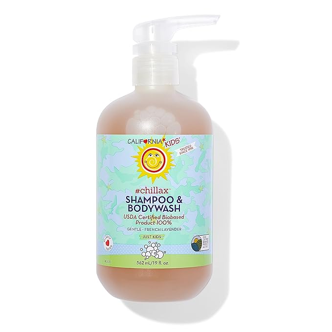 California Kids Chillax Shampoo and Bodywash | 100% Plant-Based | Gentle Skincare | Lavender Shampoo for Kids + Teens | Hypoallergenic Bodywash | 562 mL / 19 oz.-CubbioJoy