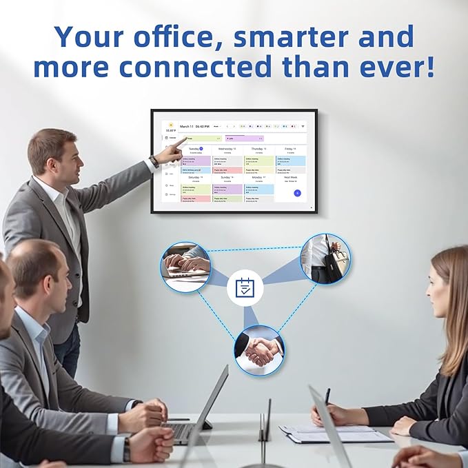 21.5 Inch Digital Calendar, Electronic Chore Chart, Smart Weekly and Monthly Planner 1920 * 1080P IPS Touchscreen Wall and Desk Calendar for Family Schedules, Black-CubbioJoy