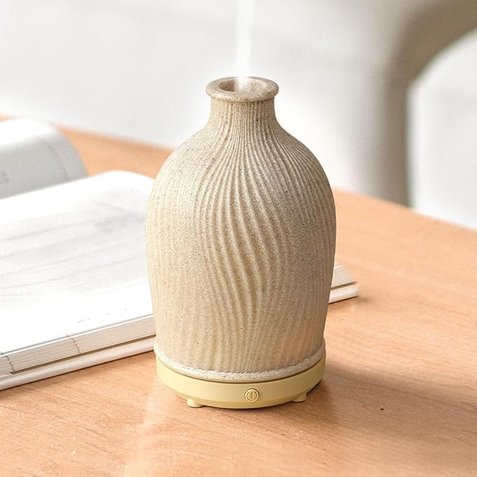 Aromatherapy Essential Oil Diffuser Art Resin Aroma Diffuser with Warm Light 80ML Cool Mist Humidifier Waterless Auto Shut-off for Home,Baby Bedroom,Office-CubbioJoy