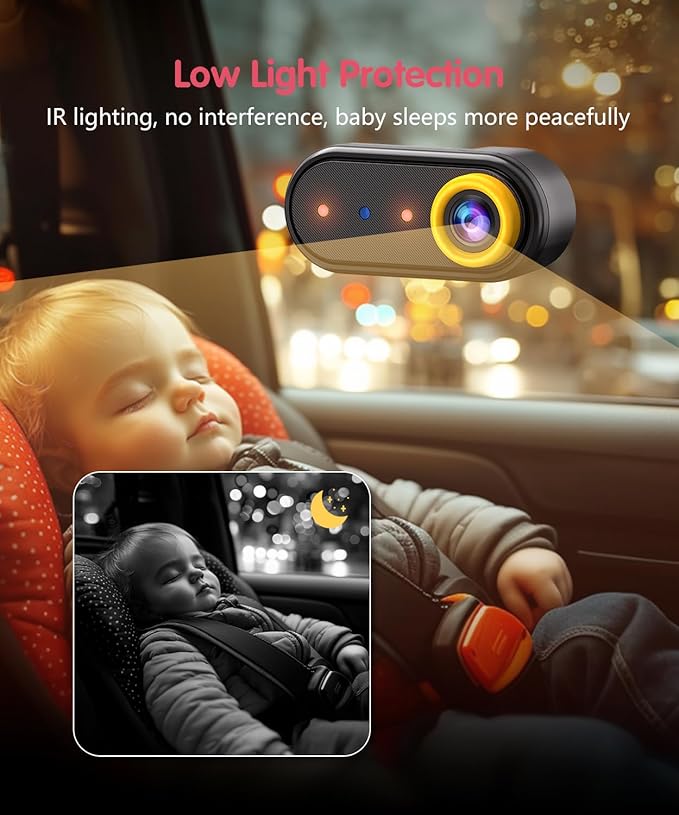 BM5 PRO Baby Car Camera for 2 Kids, 7.2" 1080P Dual Channel Display for Car Seat, Easy Installation with 2 IR Night Vision Cameras, Rear Seat Safety for Babies and Pets-CubbioJoy