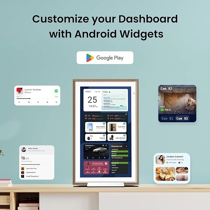 ApoloSign 15.6-inch Digital Calendar: Dual Mode Calendar with Google Play & Multi-calendar Sync, Electronic Planner & Chore Chart, Smart Touchscreen, Interactive Display for Family Schedules (Teak, 15.6")-CubbioJoy
