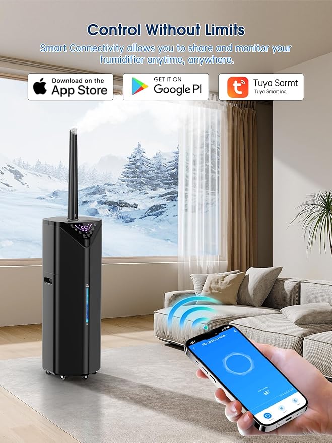 5Gal Humidifiers for Bedroom Large Room 2800 sq ft, 19L Quiet Humidifiers for Large Room, Floor Humidifier with 6 Mist Mode & Auto 180°Mist Tube for Home Whole House School Office Commercial Plants-CubbioJoy