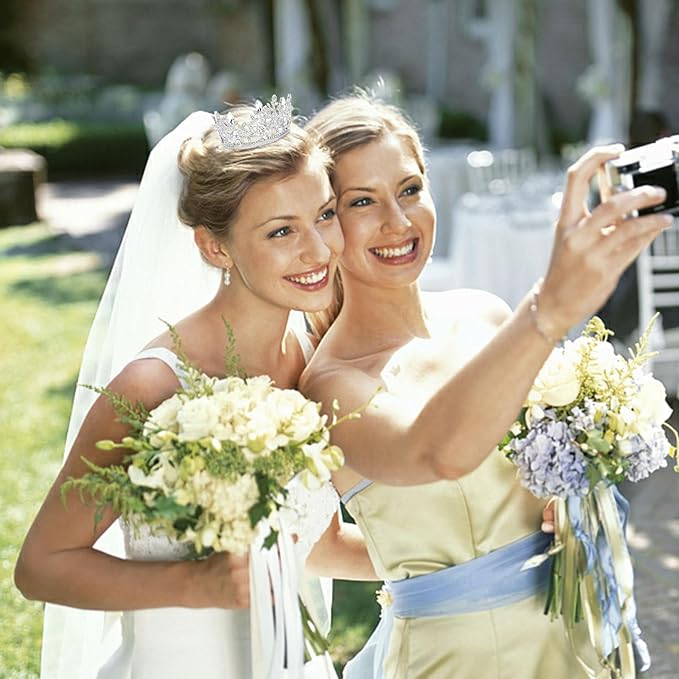 CAVETEE Mini Crown Cake Topper, Small Princess Tiara Crystal Crown Flower Bouquets Accessories for Cake Topper, Flower Arrangements and Decorations (silver)-CubbioJoy