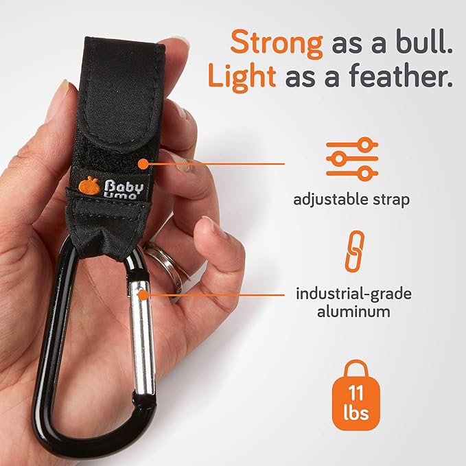 Baby Uma Stroller Hooks for Bags (2 Pack) - Universal Stroller Clips and Hooks, Non-Slip with One-Hand Opening, 11 lb Weight Capacity, Baby Travel Essential-CubbioJoy