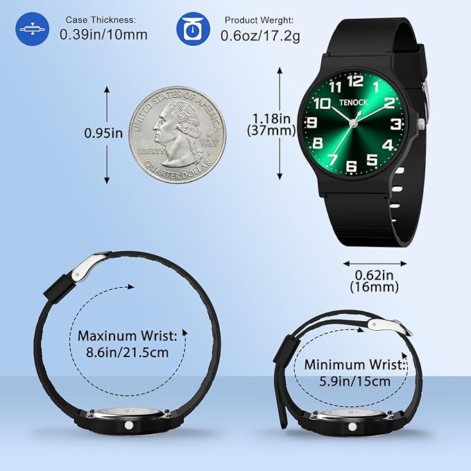 Kids Analog Watch Boys Girls, 30M Waterproof, Sports Watch for Boys, Easy to Read Children's Thin Dial Wrist Watches with Soft Band, for Ages 5-15 Kids Great Birthday Gifts Christmas Day-CubbioJoy